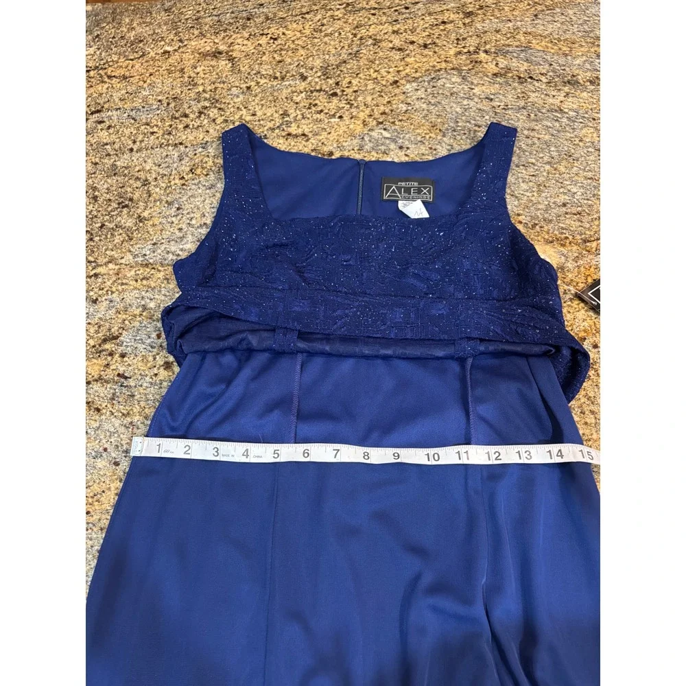 NWT Alex Evenings 10 Petite Blue Embellished Dress & Jacket Set‎ Formal Occasion